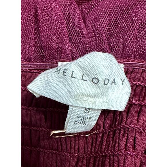 Melloday Maxi Dress-Smocked Bodice-Tiered Sleeveless Chiffon Magenta-Size s NWOT - Picture 8 of 9